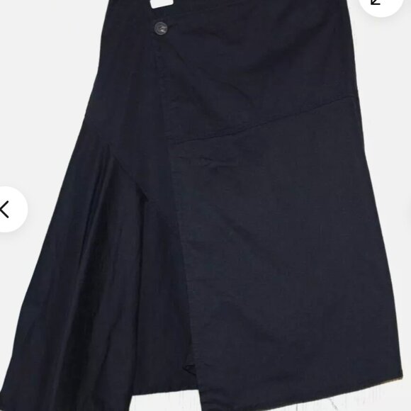 Peserico black cotton Blendwrap button midi Asymmetrical skirts Size 48